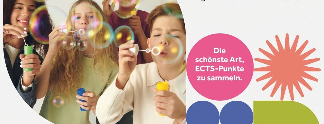 Ein Werbeplakat für das Projekt zeigt Kinder, die mit Seifenblasen spielen
